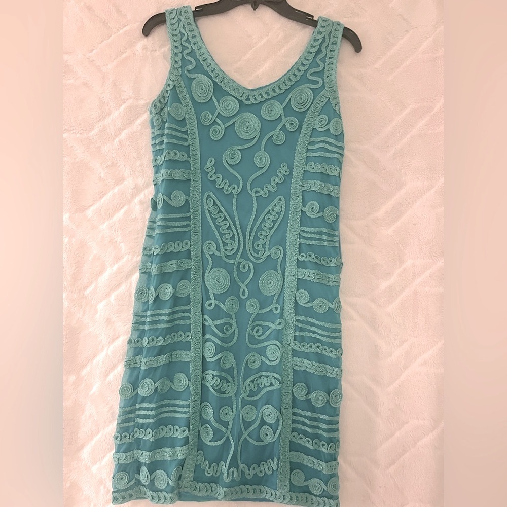 Stunning color and detail.  Gorgeous sleeveless dress size small